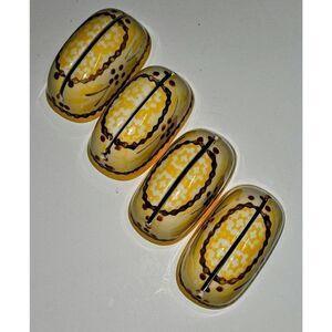 Lot 4 Temptations By Tara Old World Gold Yellow Ceramic Name Place Card Holders